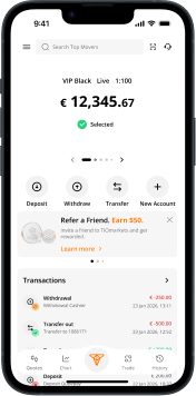 Account overview screen