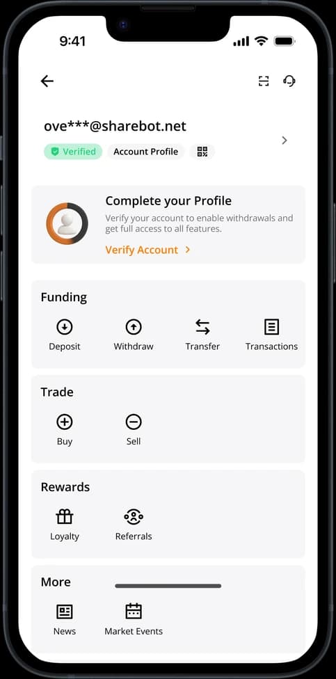 Account profile screen