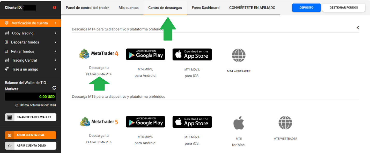 En la lección anterior, aprendiste a crear una cuenta en TIOmarkets.