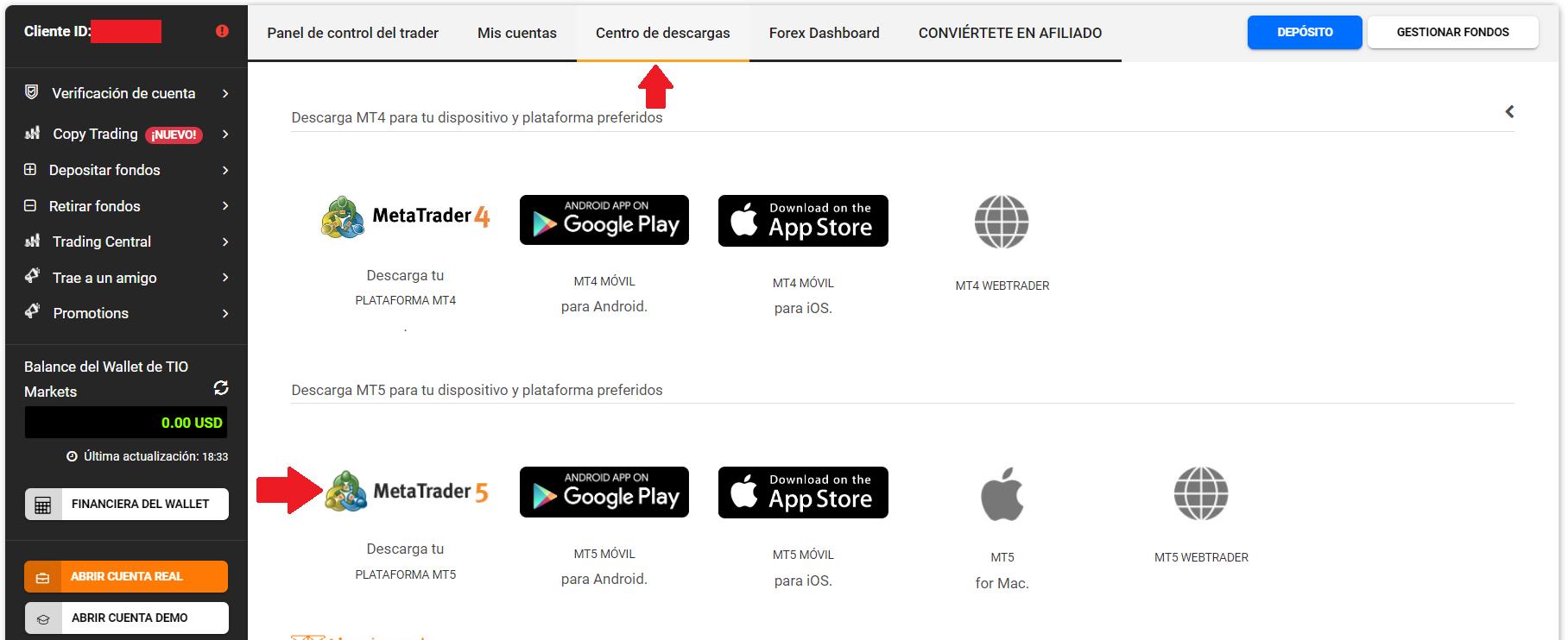 Descarga la plataforma de trading MT5