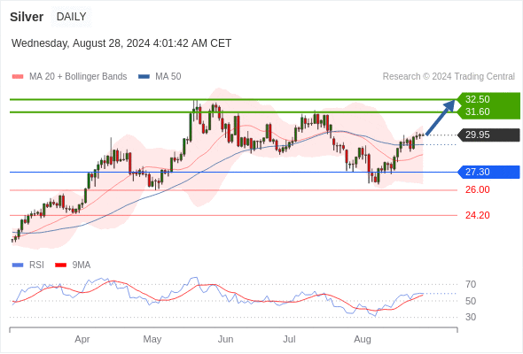 Silver may rise to 31.60 - 32.50