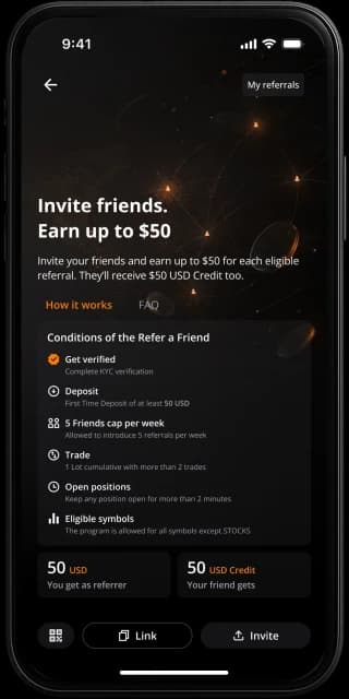 Refer a friend in the TIOmarkets app