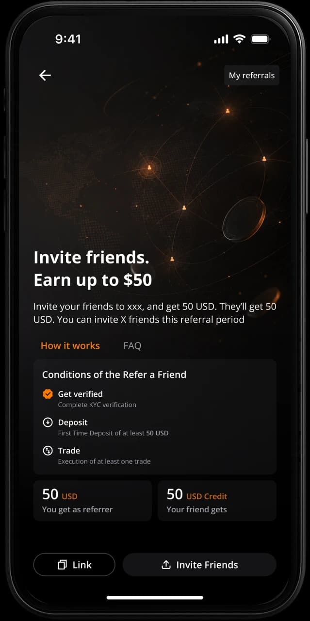 Refer a friend in the TIOmarkets app